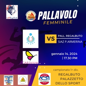 Prima div/F - Al Palazzetto dello Sport la Pallavolo Regalbuto ospita la Polisportiva Armerina.
